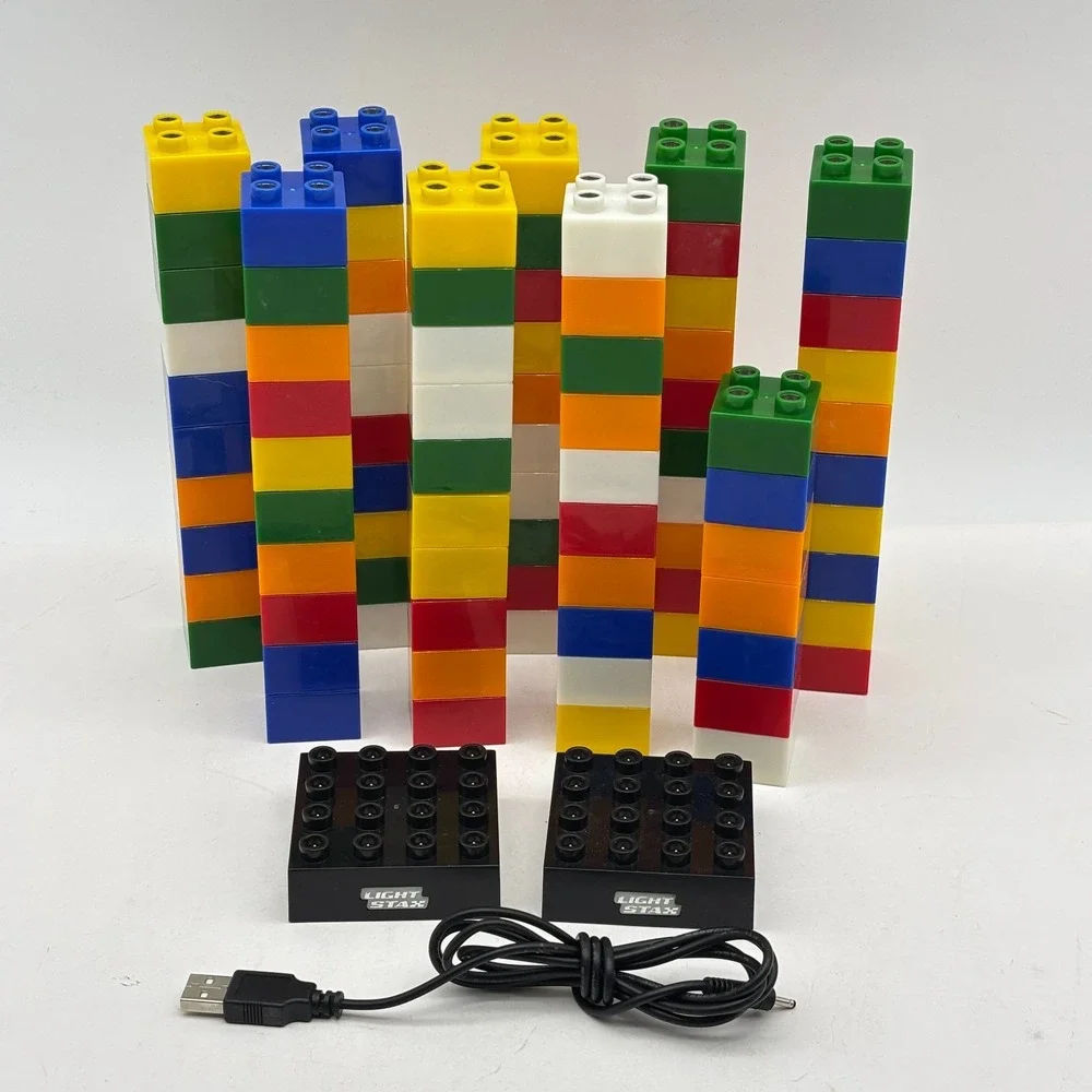 Light Stax LED Building Blocks Lot 87 Bricks 2 Working Bases USB Tested